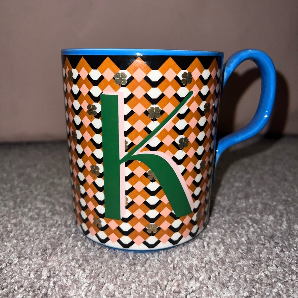 Anthropologie Orange and Black Geometric Mug